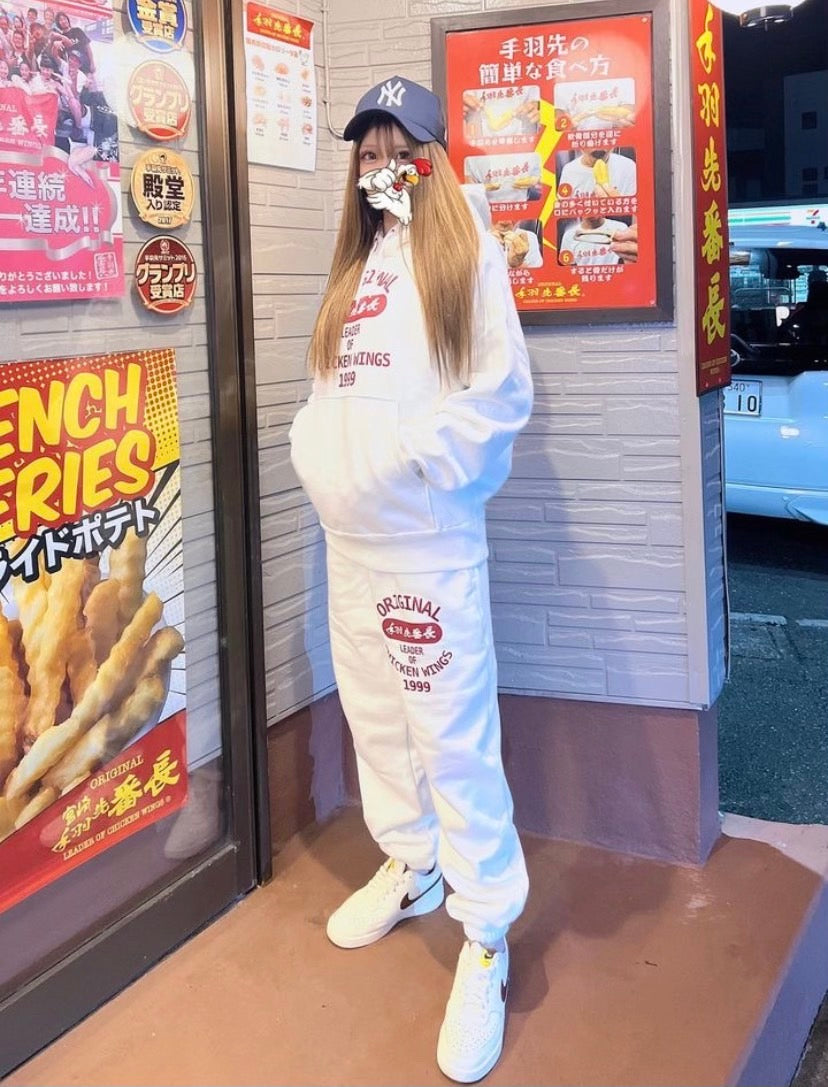 手羽先番長 オリジナル パーカー&ズボンセット 白