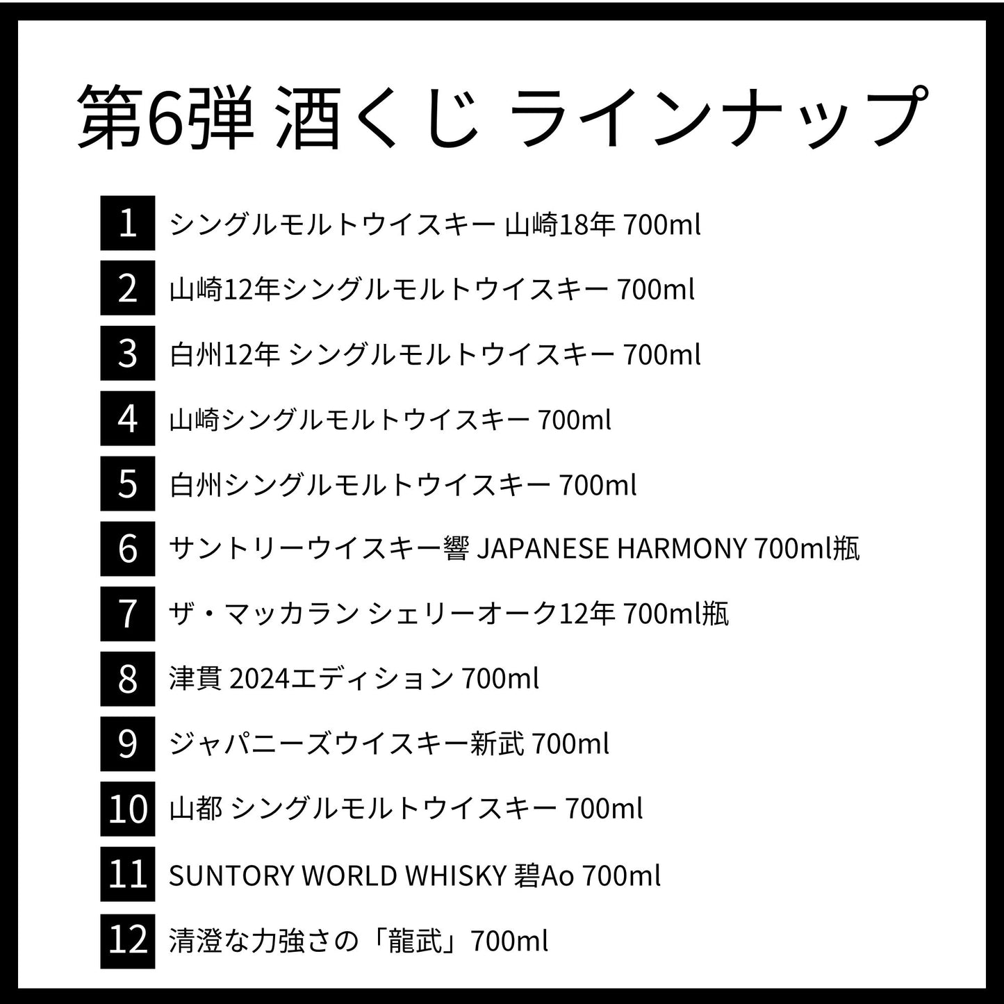 【第6弾】【ウイスキーくじ300本限定】山崎18年 山崎12年 白州12年 響 JAPANESE ザ・マッカラン シェリーオーク12年 など 福袋 酒くじ